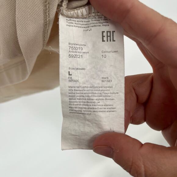 Karl Lagerfeld Pique 3 Button Polo with Cream Khaki Karl Size Large - Picture 3 of 10